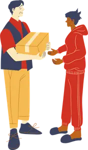 Illustration of a package being handed over
